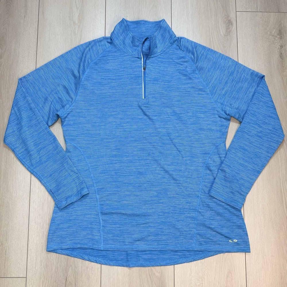 Champion‎ DuoDry Womens XXL Blue Quarter Zip Running Pullover Athletic Top Shirt